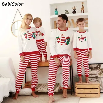 Nova Família De Natal Pijama De Manga Longa De Algodão Pai Mãe Filho Filha Bebê Combinando Roupas De Natal Pijamas Família