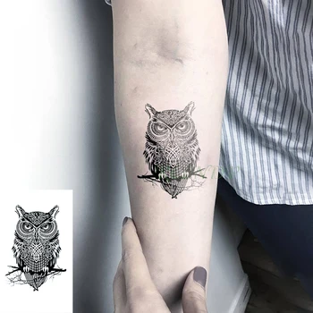 Impermeável da Etiqueta Temporária Tatuagem de coruja tatto pássaro animal tatoo flash eclipse falsas tatuagens para homens mulheres