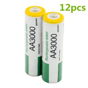 12pcs/monte Grande capacidade de 3000mAh 1,2 V bateria recarregável AA para os brinquedos das crianças AA NiMH recarregáveis da bateria