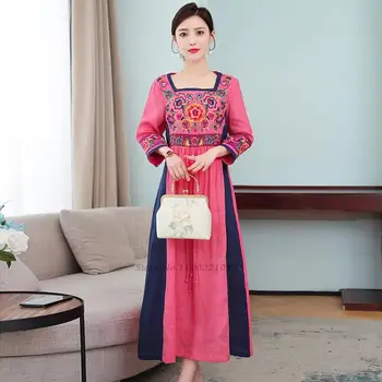 2022 chinês tradicional traje de mulheres nacional hanfu vestido vintage bordado de flores vestido chinês roupa de cama de algodão hanfu vestido