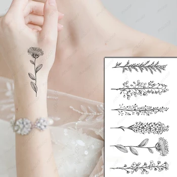 Tatuagem Adesivos Bonito da Flor da Planta Mão Pequena Tatto Impermeável Temporária Flash Tatoo Falsas Tatuagens para Homens, Mulheres, Crianças
