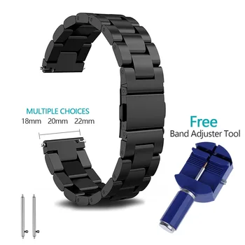 18mm 20mm 22mm de Aço Inoxidável Relógio Banda Alça Para Samsung Engrenagem S2 S3 inteligente relógio bracelete preto para Samsung Engrenagem S2