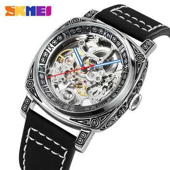 Moda dos Homens Relógios de Marca SKMEI Relógio Totalmente Automático Escavado Relógios Mecânicos Para o Homem relógio de Pulso de Luxo Vestido de Relógio