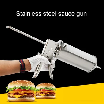 De aço inoxidável de Hambúrguer com Molho de Arma de Salada de Ketchup Dispensador de Atolamento de Enchimento de Garrafa de Molho de Arma de Acessórios Hambúrgueres Loja de Equipamentos