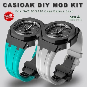 NOVO Gen4 GA2100 Casioak Mod kit Kit de Modificação do Metal de Caso quadro de Moldura Para Casio G shock ga2110 de Metal, Pulseira de Borracha Acessórios