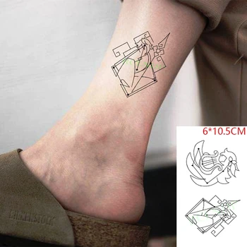 Impermeável da Etiqueta Temporária Tatuagem Genshin Seta jogo Preto de Linha Geométrica Tatto Flash Tatoo Falsas Tatuagens para Homens Mulheres