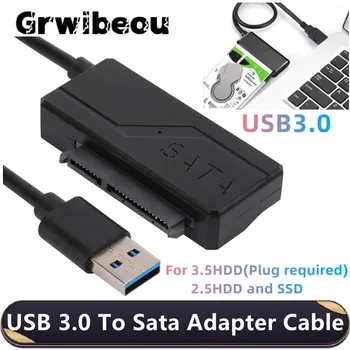 A USB 3.0 Sata Cabo Adaptador Sata Para USB 3.0 disco Rígido do Cabo do Conversor De 2.5 3.5 HDD disco Rígido SSD 7+15 Pinos Cabo Sata III