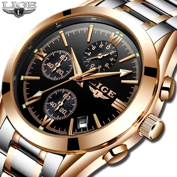 LIGE Homens de alto Luxo da Marca de Esportes Militares Relógios de Homens de Quartzo Relógio de Aço de todos Casual Homens de Negócios Relógio Relógio Masculino