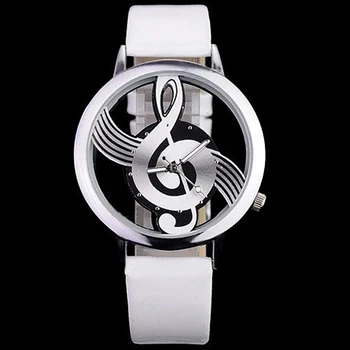 A Música Do Relógio Transparente, Simples E Elegante Zhang Bolun Pontos Hora Marcas De Couro De Quartzo Relógio De Pulso Música Símbolo Estampado Relógio Relógio