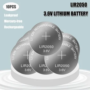 10PCS Bateria Recarregável LIR2050 3,6 V no Botão de Lítio Baterias de Célula tipo Moeda Assistir Células LIR 2032 Substitui CR2050/ML2050
