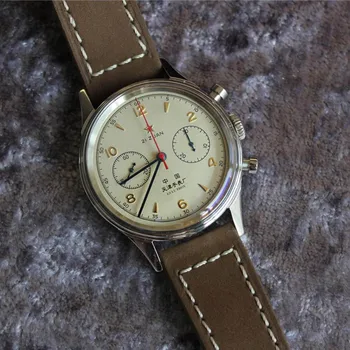 Gaivota de Luxo Relógio masculino Cronógrafo Vintage Relógio Mecânico em Aço Inoxidável Transparente e Fundo de Safira Aviação Piloto Assista