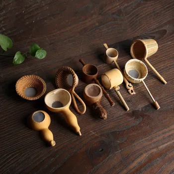 Mesa de chá de Decoração de Chá de Filtros de Bambu, Vime Cabaça em Forma de Folhas de Chá Funil para a Cerimônia do Chá no Japão Teaism Decoração de Chá de Acessórios