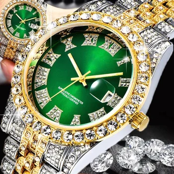 Diamante Das Mulheres Dos Homens Relógios Relógio De Ouro Senhoras Relógio De Pulso De Luxo Strass Unissex Pulseira Relógios Feminino Relógio Relógio Feminino
