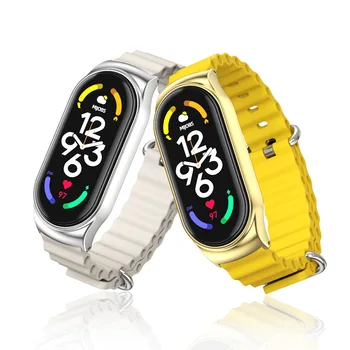 Pulseira de Silicone Mi banda 6 5 4 3 Bracelete Pulseira Respirável Mi band7 de Aço Inoxidável Fivela de Smart Watch Oceano pulseira de S25
