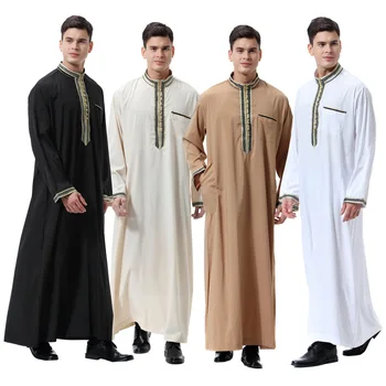 Novo Muçulmana Marroquina de Manga Longa Islâmica de Moda masculina de Cor Sólida Manto árabe Kaftan Saudita, Dubai Roupas que os Homens Adoram Abaya