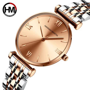 HANNAH MARTIN Toda a Rosa de Ouro, Relógio de Pulso Para as Mulheres de Moda Quartzo Relógios Luxo Design Clássico e Feminino, Relógios Impermeável