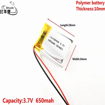 3.7 V bateria de polímero de lítio 102428 650mAh MP3 MP4 relógio Bluetooth células de bateria de lítio pequeno estéreo bluetooth GPS