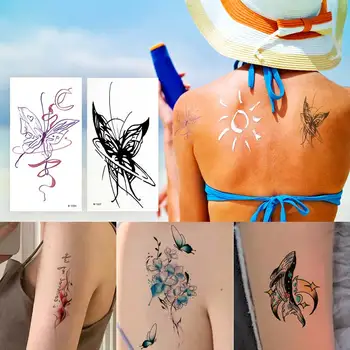 Impermeável Tatuagens Temporárias de Flor Borboleta Etiqueta da Tatuagem Falsa Tatuagem para as Mulheres de Volta Manga do Braço Arte do Corpo Feminino Sexy Tatoo