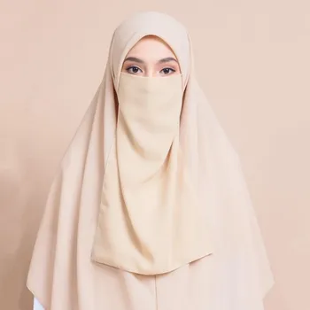 As Mulheres Muçulmanas Lenço Lenço Árabe Islâmica Niqab Burca Hijab Cap Véu Headwear Cara Preta Tampa Abaya Estilo Envolver A Cabeça, Cobrindo