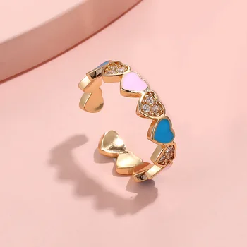 Vintage coreia do Amor Coroa em forma de Coração Aberto Anel Para as Mulheres E Meninas de moda de luxo zircão jóia do anel de Presentes 2021 Nova Tendência