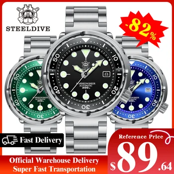 Oficial de Armazém STEELDIVE SD1975 Relógio de Mergulho Para os Homens 300M Impermeável Mecânico Automático Suíço Luminoso do Relógio de Safira Espelho
