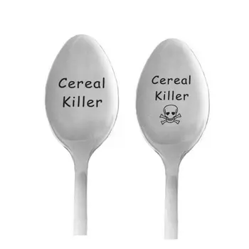 1Pc Cereal Killer Colher -Único Presente de Aniversário - Namorado - Adolescente - Marido - Amante de Cereais - Colher de Presente de Alça Longa Colheres