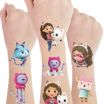 1pc Gabby Casa de bonecas Gatos Etiqueta da Tatuagem Anime Gabby Impermeável Bonito Kawaii Adesivo de desenhos animados Crianças Meninas Crianças de Aniversário de Brinquedo de Presente