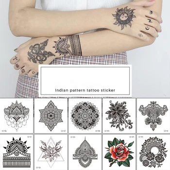 1Pcs Mandala Água de Flor de Transferência de Tatuagem Adesivos de Corpo das Mulheres de Peito de Arte Tatuagem Temporária Menina Cintura Pulseira Flash Tatuagens de Flor