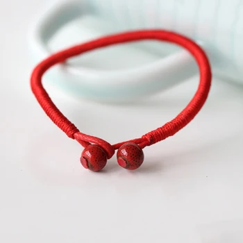2Pc Mulheres Amantes de Sorte Pulseiras de Cordão Vermelho Cadeia de Esferas de Cerâmica pulseiras & pulseira de Homens, feitos à mão Acessórios, Artesanato de Jóias