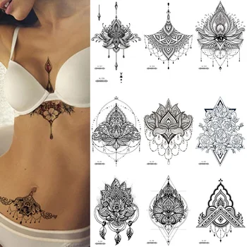 2022 Moda Geometria Fake Tattoo Do Braço Pernas Etiqueta Da Tatuagem Tatuagens Temporárias De Mulheres De Longa Duração Impermeável Beleza Do Corpo Arte Design