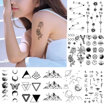 Impermeável da Etiqueta Temporária Tatuagem Astronauta Planeta Seta Flash Tatoo Falso Tatto Pescoço, Braço, Mão, Perna de Trás de Arte para Mulheres, Homens