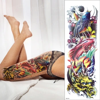 falsa tatoo meninas peixe aquarela sexo tatuagem para as mulheres de pernas corpo tatuagens grandes impermeável removível completo manga do braço desenhos de tatuagem