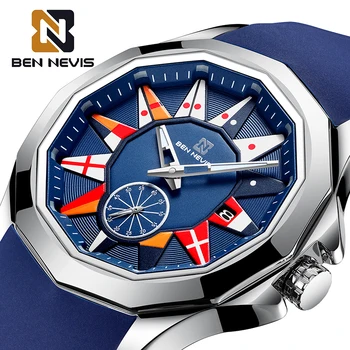 Ben Nevis Homens Relógios de Moda Analógico Relógio de Quartzo com Data Militar Relógio Impermeável Pulseira de Borracha de Silicone relógio de Pulso para Homem
