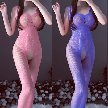 Cosplay Corpo Meias Lenceria Sexi Transparente Macacão Macacão De Mulheres Sexy Roupas Abrir Virilha Pijamas Fofos Bodysuits Loli