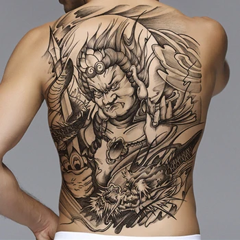 Grande Temporária Tatuagem para Homens da Tatuagem da Arte Corporal Completa de Volta Etiqueta da Tatuagem de Peixe Demônio de Asas de Anjo Tatuagem de Dragão Projetos Impermeável