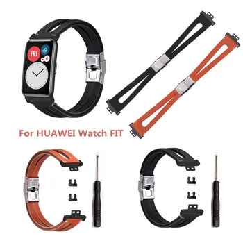 Pulseira de couro Para Huawei Assistir AJUSTE Banda Pulseira de Cor Sólida Watchbands Pulseiras de Substituição de Bandas