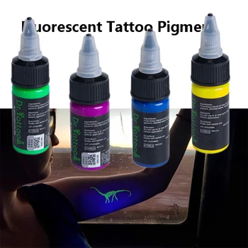 UV Tatuagem de Tintas de 8 Cores Roxo Luz Profissional Semi-Permanente Microblading Fácil de Colorir Corpo 15ML Fluorescente do Pigmento da Tatuagem
