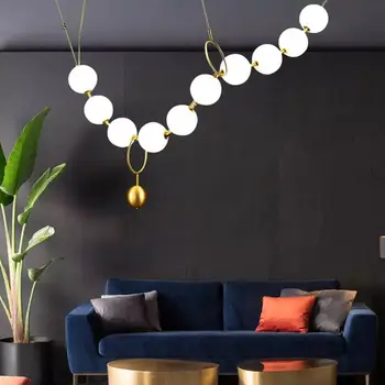 NOVO LED Moderna Lustre Branco, Colar de Bola de Vidro da Lâmpada Criativo de Design Loft luminária Casa Decro Suspensão Luminárias