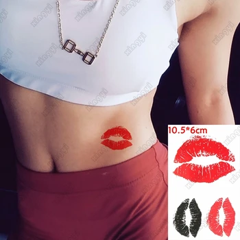 Impermeável Tatuagem Temporária Adesivo Vermelho Sexy Lábios Beijar Flash Tatuagem de Amor no Coração de Pulso Perna Falso Tatto para a Arte Corporal Mulheres Homens